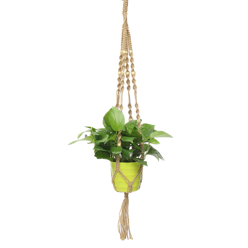 85cm Hemp Jute Rope Plant Hanger Flower Pot Holder Macrame Hanging Basket With Bead