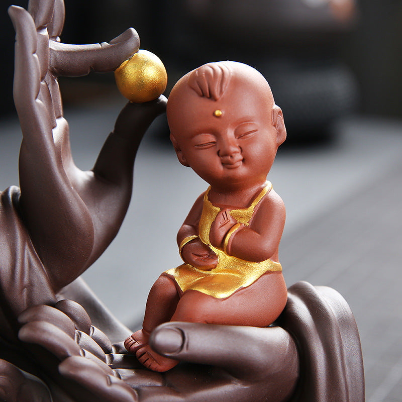 Purple Sand Backflow Incense Burner Home Fragrance Buddhist Decorations Table Decor
