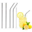 Stainless Steel Metal Drinking Straw Reusable Juice Pipe + Cleaner Brush + Box