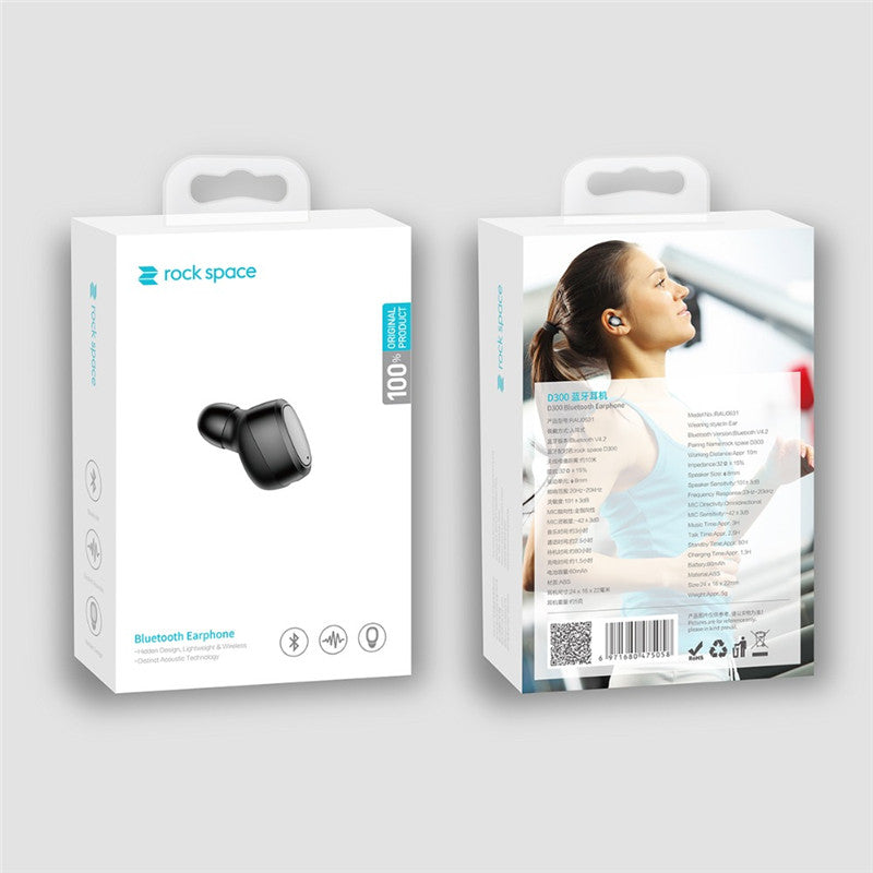 ROCKSPACE D300 Mini Invisible bluetooth Wireless Earbuds Sport Stereo Sound Earphone With Mic for iPhone Samsung