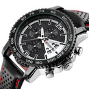 LONGBO 80176 Chronograph Calendar Quartz Watch Waterproof Leather Strap Men Watch