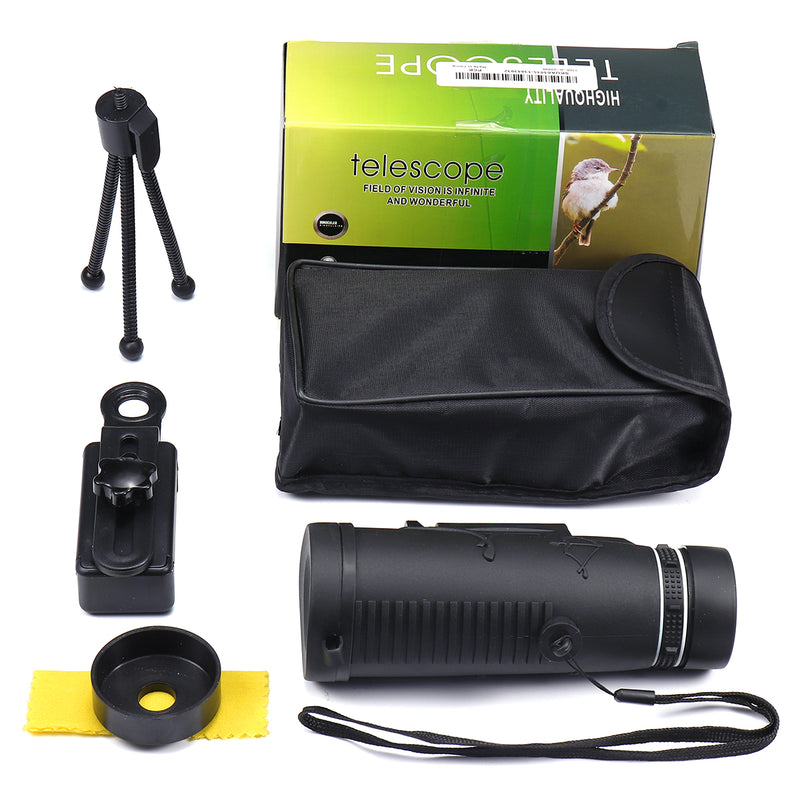 40x60 Monocular HD Optic BAK4 Day Night Vision Led Laser Flashlight Telescope With Tripod Phone Holder