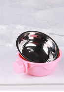 Dog Cat Hanging Bowl Stationary Drinking Bowl Stainless Steel Water Food Feeder Feeding Dog Puppy Cat Pet Bowl