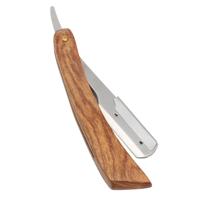 Rosewood Handle Straight Edge Barber Razor Folding Shaving Cutter with 10 Blades
