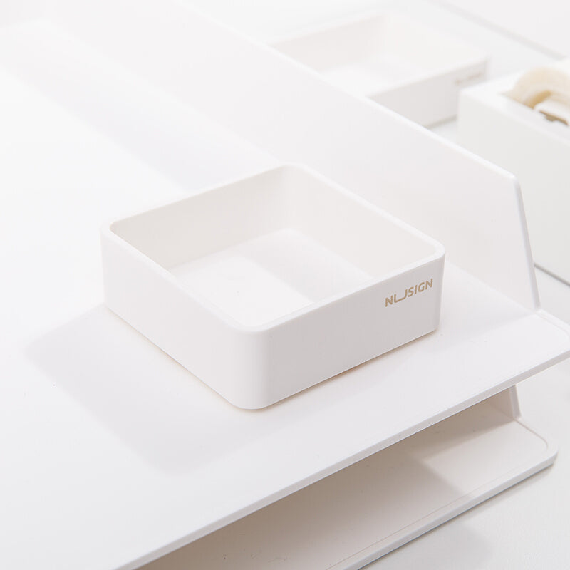 NUSIGN NS028 Stackable Combination Small 3 Layers Square Trays ABS Paperclip Holder Storage Tray Desktop Organizer