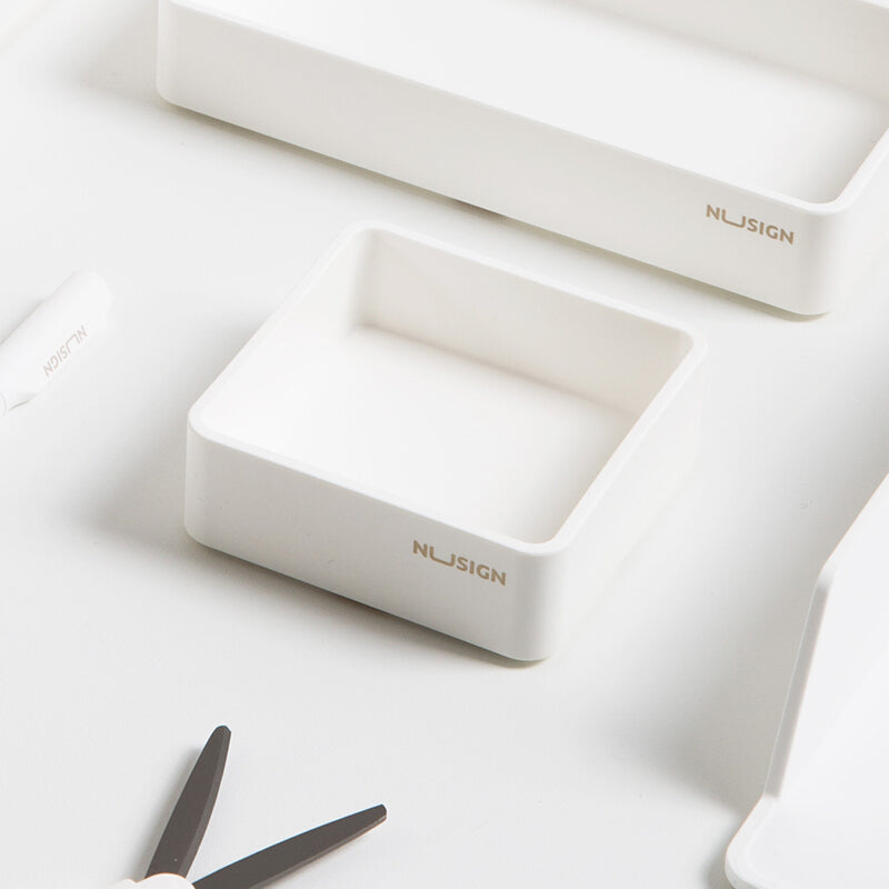 NUSIGN NS028 Stackable Combination Small 3 Layers Square Trays ABS Paperclip Holder Storage Tray Desktop Organizer