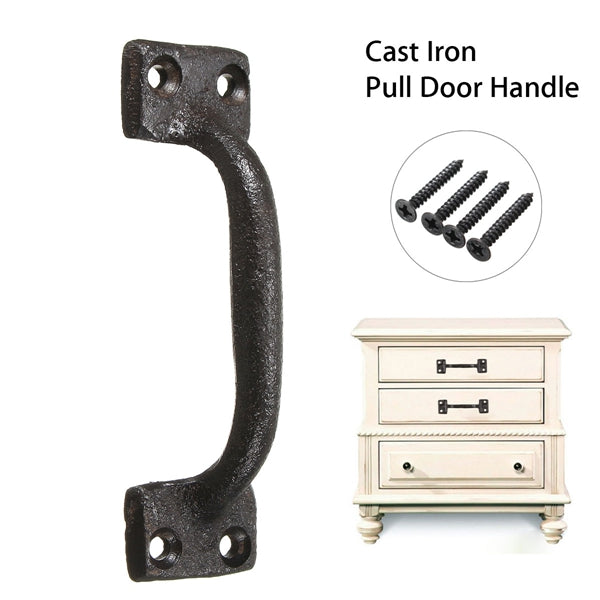 Black Iron Pull Door Handle 98mm Iron Gate Pull Handle with Screws