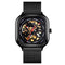SKMEI 9184 Fashion Men Automatic Watch Waterproof Hollow Art Stainless Steel Strap Mechanical Watch