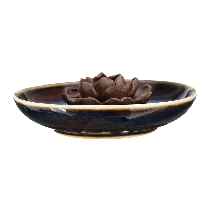 Ceramic Incense Burner Holder Burner Lotus Plate Censer Home Fragrances 3 Incense Holes