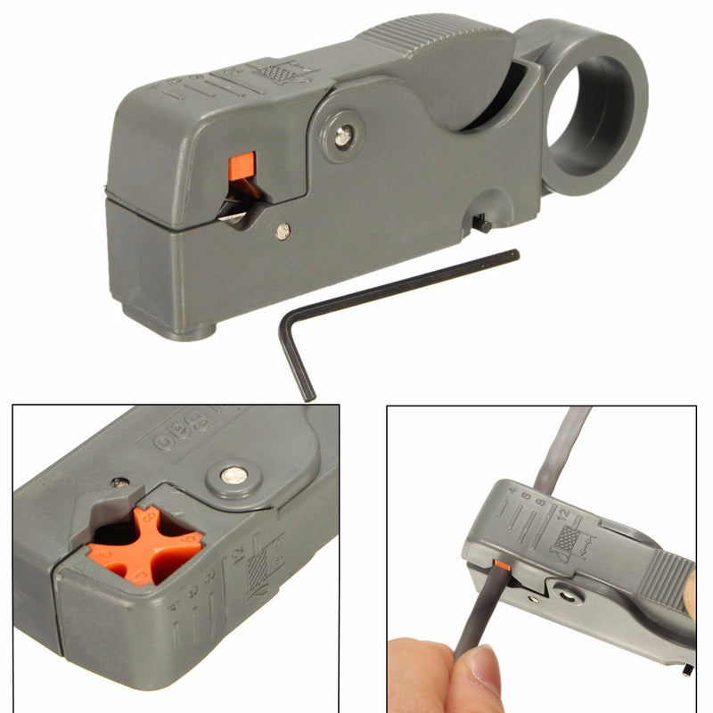 2Pcs RG6/59 Double Blades Fully Adjustable Wire Stripper Cutter Cable Stripping Tool
