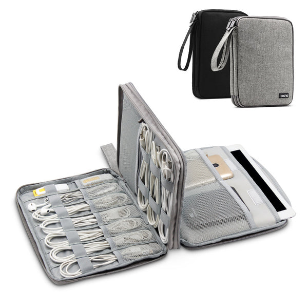 Boona 27cm*20cm Double Layer Digital Accessories Storage Bag U Disk Memory Card USB Cable Tablet Organizer Travel Bag