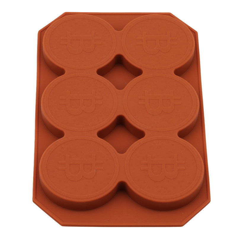 6 Grids Bitcoin Design Silicone Ice Cube Tray DIY Chocolate Cookies Biscuit Baking Ice Mold Maker