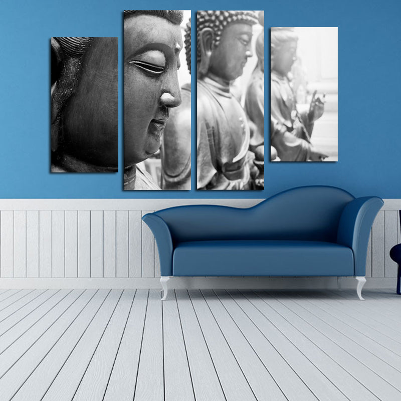 Miico Hand Painted Four Combination Decorative Paintings Bud-dha Statue Wall Art For Home Decoration