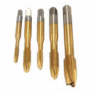5pcs M3-M8 HSS Spiral Point Tap Straight Flute Metric Titanium Machine Screw Tap