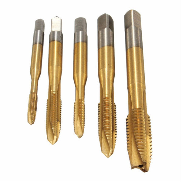 5pcs M3-M8 HSS Spiral Point Tap Straight Flute Metric Titanium Machine Screw Tap