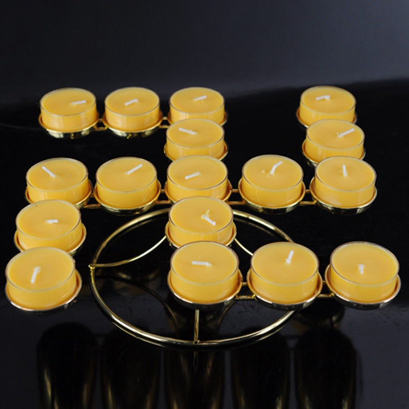 Word Shape Alloy Butter Lamp 17pcs Candle Holder For Daily Pray Or Buddhism Activities