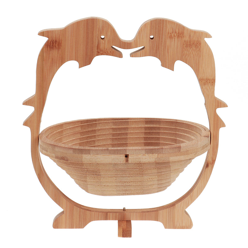 Collapsible Bamboo Fruit Basket Bowl Folding Foldable Trivet Storage Holder Rack Storage Baskets