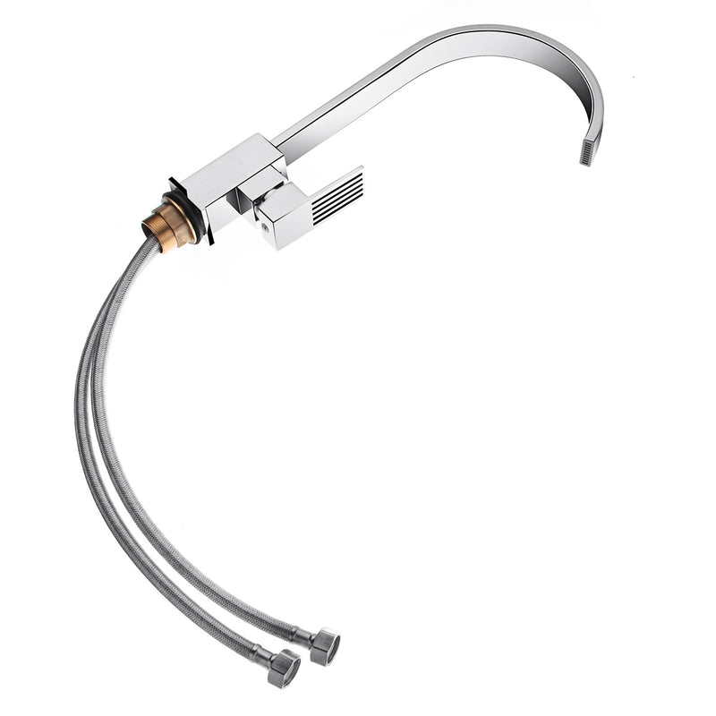 Square Single Lever Sink Faucet Mixer Tap SwiveI Spout Brass Kitchen Bathroom