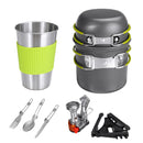 Portable Outdoor Camping Tableware Cookware Folding Stove Cooking Bowl Pot Fork Picnic Set