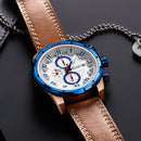 MEGIR 2082 Waterproof Sport Men Wrist Watch Calendar Leather Strap Quartz Watches