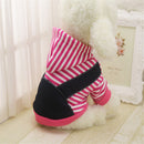Pet Dog Winter Cotton Clothes Warm Soft Straps Stripe Color Hoodie Coats With Hat In All Size