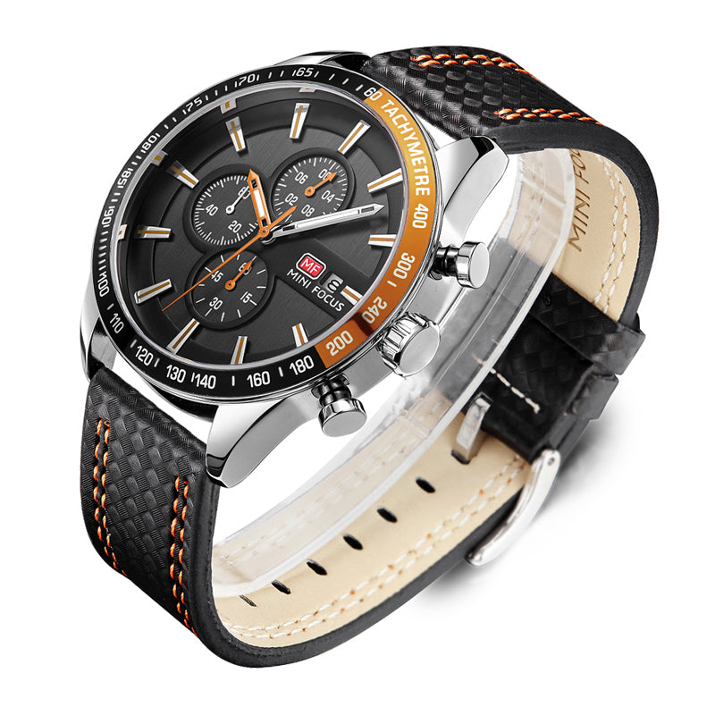 MINI FOCUS MF0029G Multifunction Male Wrist Watch Working Sub-dials Quartz Movement Watch