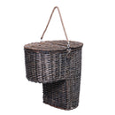Wicker Handwoven Stair Step Storage Box Basket Baskets Container Carry With Handle