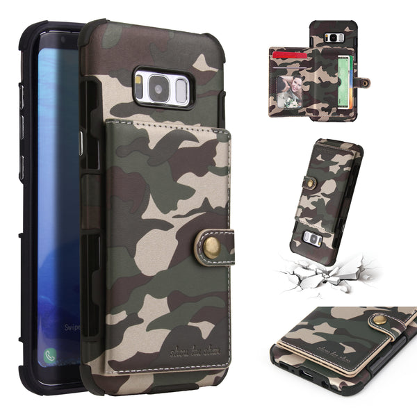 Camouflage Wallet Card Slots Protective Case For Samsung Galaxy S8 Plus