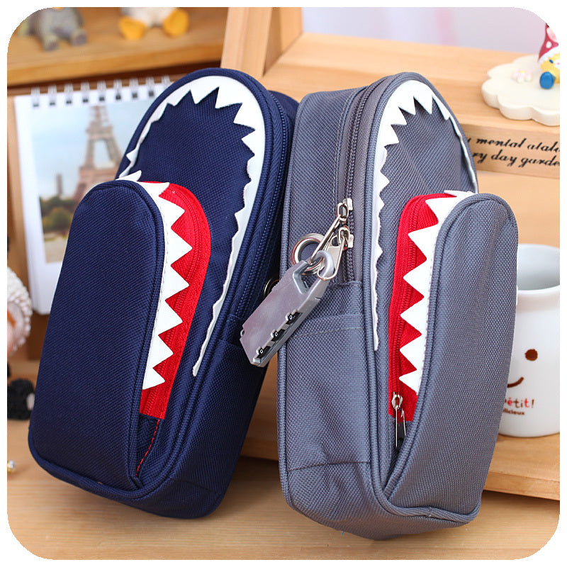 WAM PC-CB01 Shark Pencil Case Children School Pen Pouch Bag  Boys Stationery with Lock
