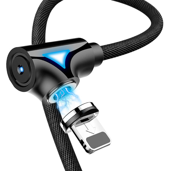 FLOVEME 90 Degree Angle Micro USB LED Magnetic Braided Fast Charging Data Cable 1M For Smart Phone