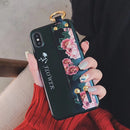 Fashion Flower Pattern Strap Ring Grip Stand Protective Case For iPhone XR/XS/XS Max/X/8/8 Plus/7/7 Plus/6s/6s Plus/6/6 Plus