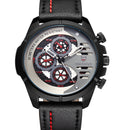 BAGARI 1802P Fashion Men Watch 3ATM Waterproof Week Display Leather Strap Quartz Watch