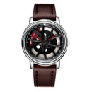 SANDA P1025 360 Rotating The Wheels Dial Fashion Leather Strap Quartz Watch