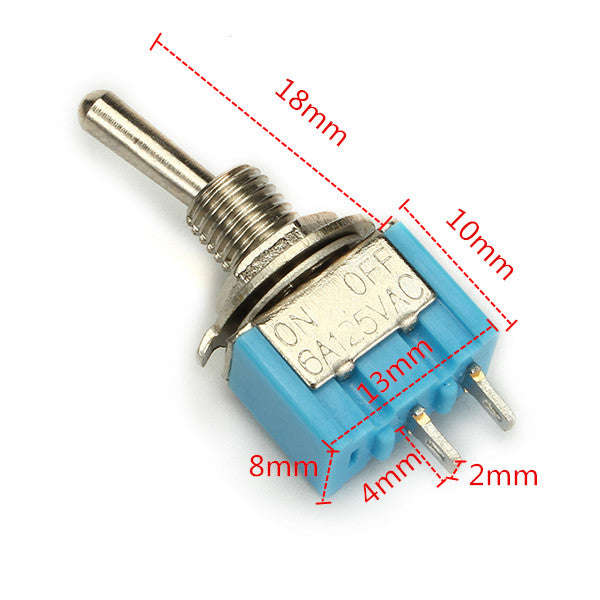 Wendao MTS-101 ON/OFF AC 125V 6A 2 Pins Toggle Rocker Switch 10pcs