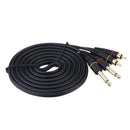 Dual RCA to Dual TS 6.35mm Audio Cable Audio Signal Cable for Mixer Amplifier Speaker Black