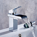 Chrome One Handle Waterfall Tap Bathroom Basin Sink Faucet Square Mixer Hot&Cold Tap