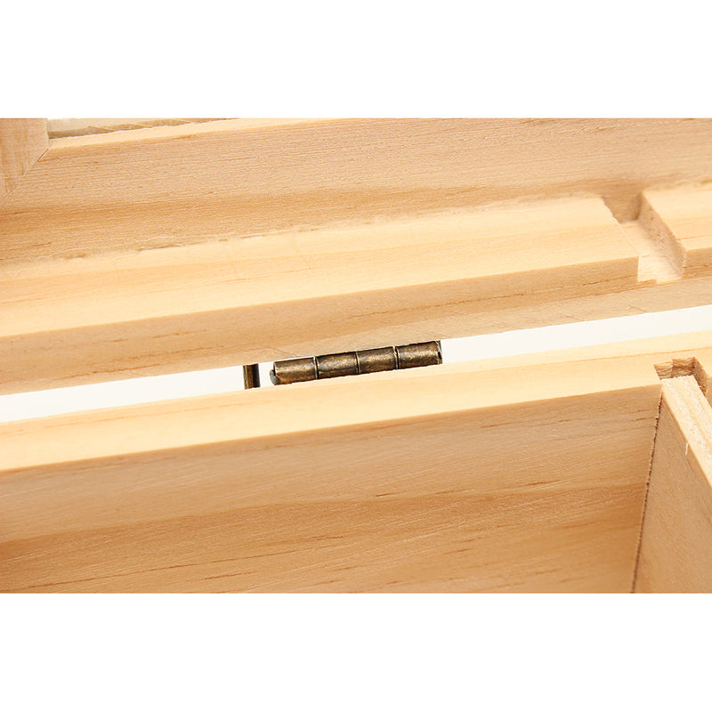 5 Compartments Plain Wooden Tea Box Bag Caddy Storage Display Container With Glass Lid