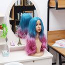 Natural Dark Roots Women Wig Full Wavy Hair Extensions Heat Resistant Synthetic Colorful