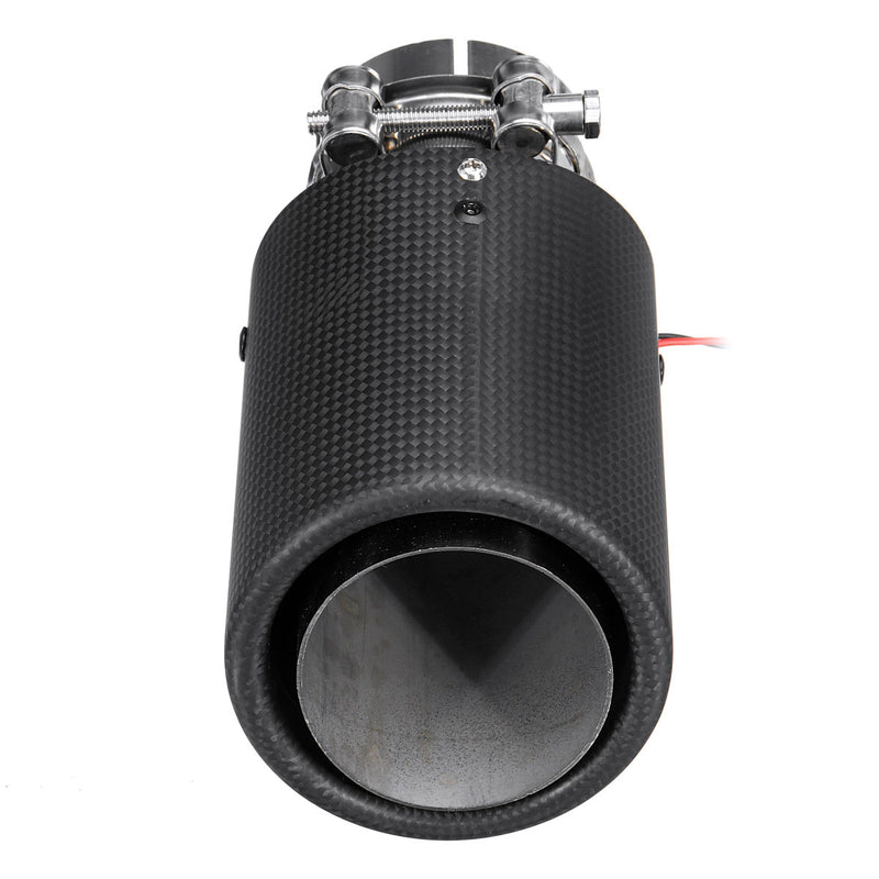 Matte Carbon Fiber Car Exhaust Pipe Tail Muffler Tip LED Light 63mm IN-102mm OUT