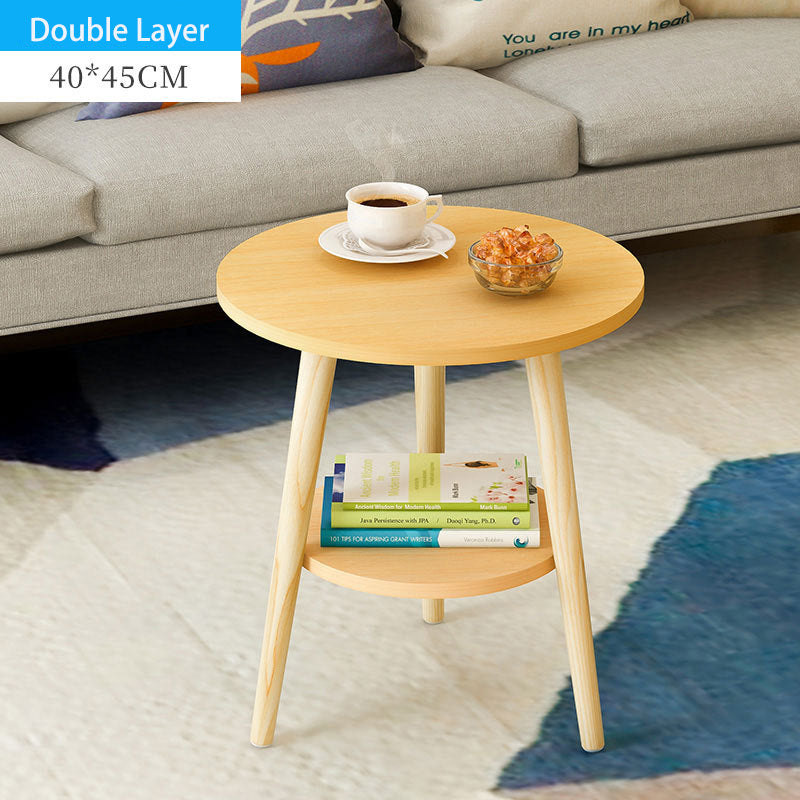 Single/Double Layers Mini Coffee Table Tea Table End Table Wooden Round Magazine Shelf Movable Bedroom Living Room Furniture For Office Home