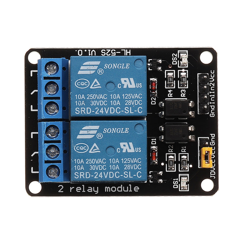 BESTEP 2 Channel 24V Relay Module Low Level Trigger Optocoupler Isolation For Auduino