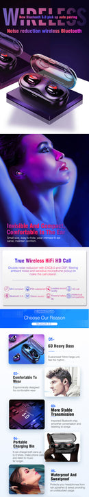[True Wireless] Q13S TWS bluetooth V5.0 Earphone Stereo IPX5 Waterproof Noise Cancelling Handsfree Sports With HD Mic for Iphone Xiaomi Huawei