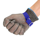 Safety Cut Proof Stab Resistant Stainless Steel Metal Mesh Butcher Glove Blue