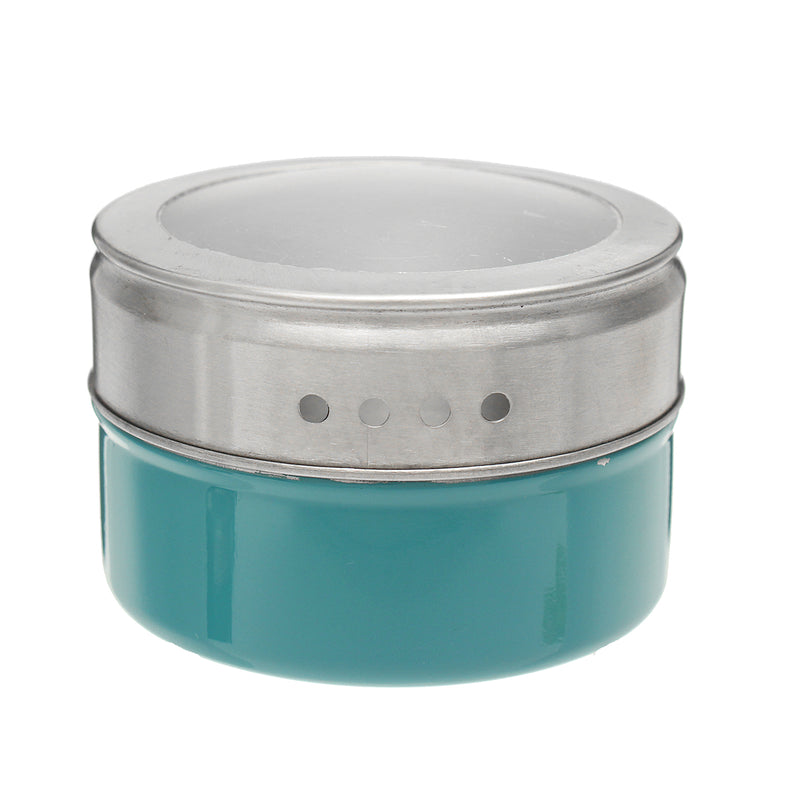 12Pcs Stainless Steel Magnetic Spice Tins Storage Container Jars with Clear Lid