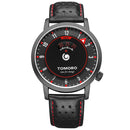 TOMORO TMR1018 Creative Dial Fashion Leather Strap Men Quartz Watch