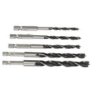 5pcs 4-10mm Hex Shank Wood Working Auger Drill Bit Four Slot Four Blade Bore Hole Twist Drill