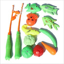 7/12Pcs Magnetic Fishing Tools Kit Fishes Vegetable Blocks Toys For Children's Gift Collection