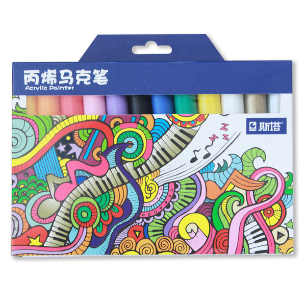 STA STA1000 Marker Pen Set 12/24 Colors/Pack Acrylic Paint Sketching Pens Stationery For DIY Manga Drawing Marker Pen School Student Painter Supplies