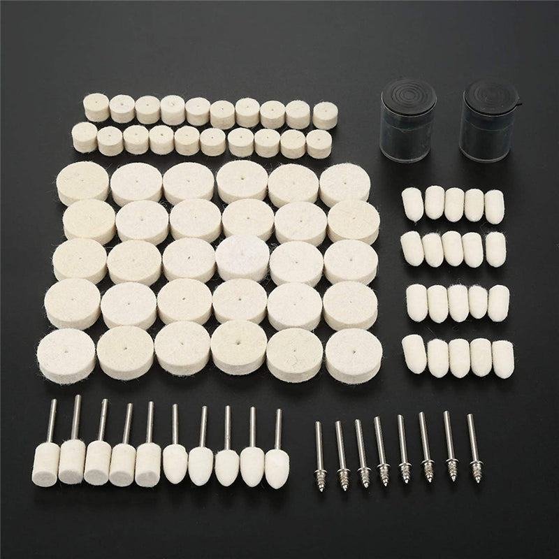 90pcs Felt Polishing Buffing Pads Wheel Wool Plastic Dremel Rotary Tool Kit