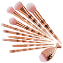 11PCS Mermaid Makeup Brushes Set Fishtail Shaped Foundation Powder Cosmetics Brushes Make Up Tools